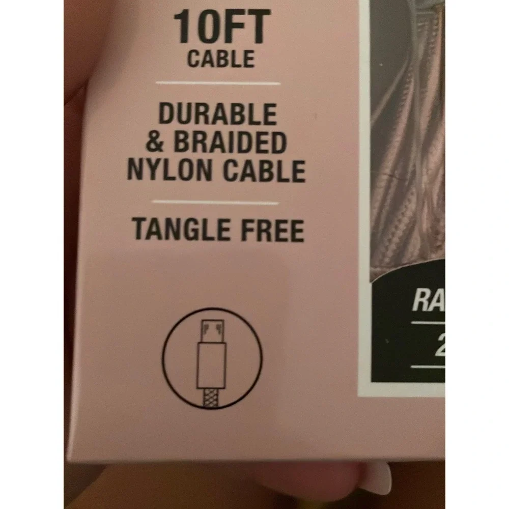 PowerExcel Braided 10ft Micro USB Charge‎ & Sync Cable NIB